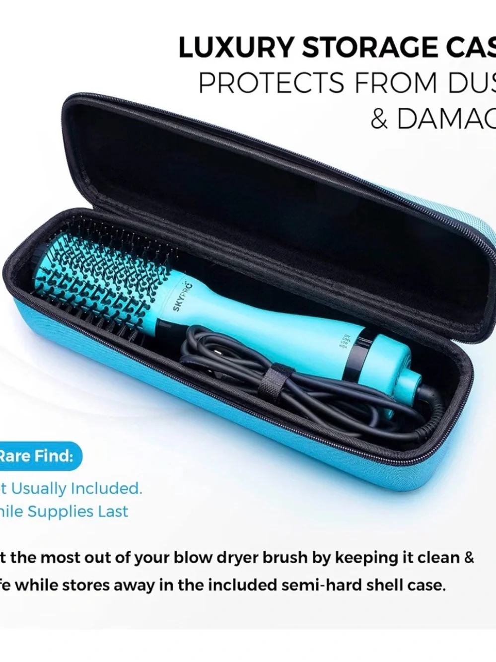 Blow Dryer Brush with Case | Hot Air Hair Dryer Brush Straightens, Volumizes